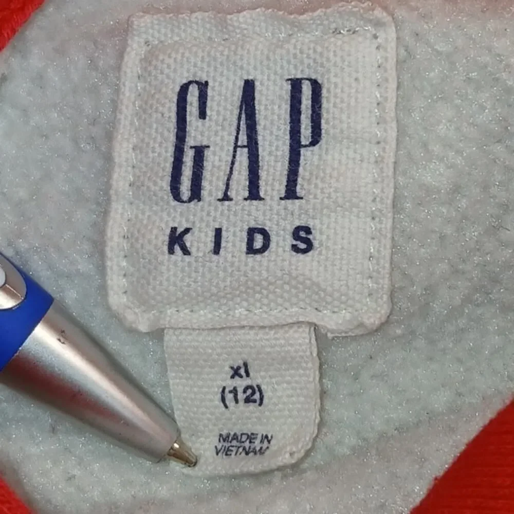 Gap Kids Girls Gray & Red Pullover Hoodie w/Raised Logo - Size XL (12)